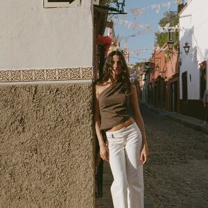 With Jean White Boot Cut Pants